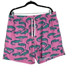 Chubbies Mens 2XL 5.5‎ in Inseam Alligator Print Swim Trunks Shorts Pink Green